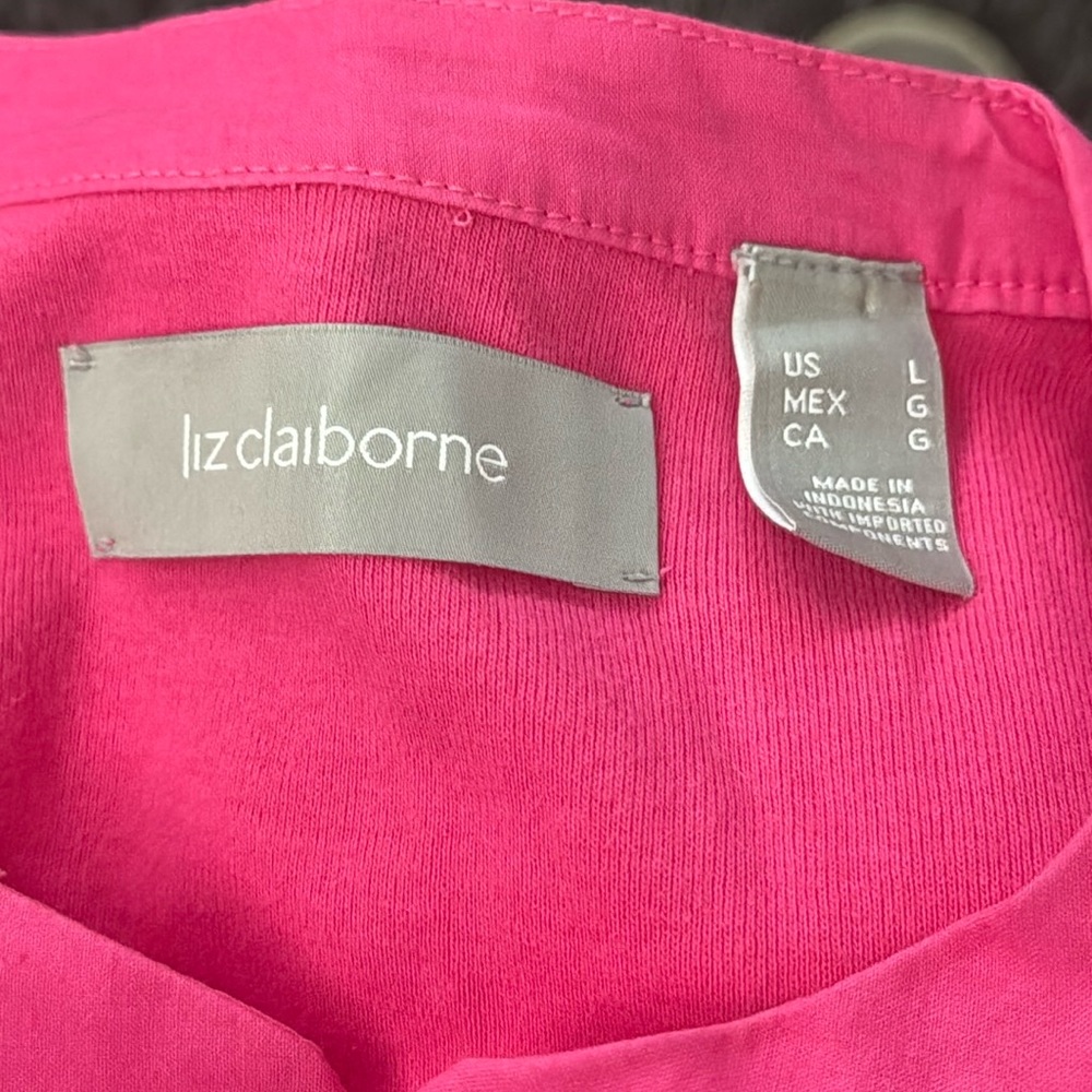 Liz Claiborne Womens Large Pink Blouse V-Neck - Picture 8 of 9